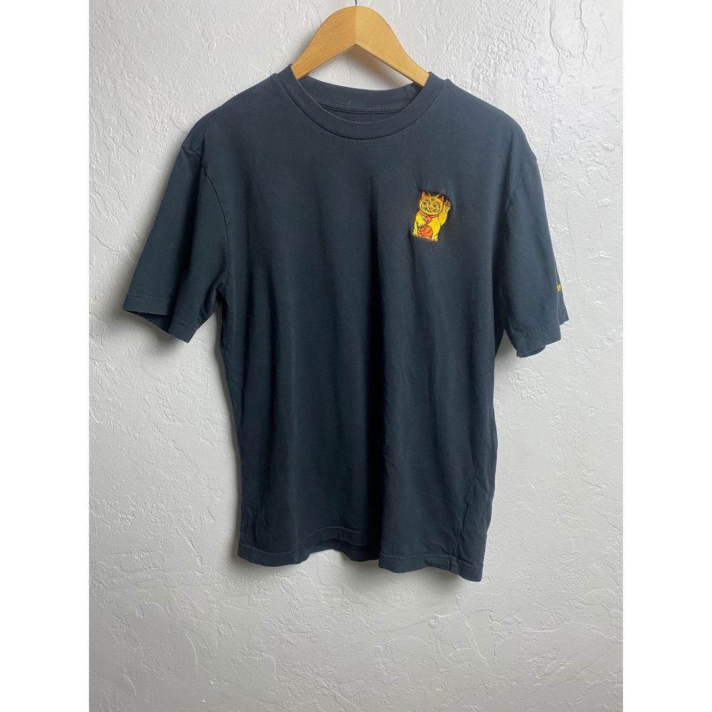 Adidas Graphic T-Shirt Lucky Cat Print Black‎ Tee Shirt Medium